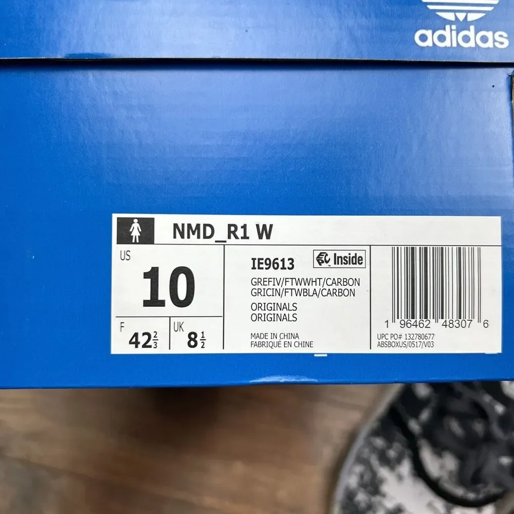New Adidas NMD_R1 Grey Digi‎ Camo NMD R1 Black White IE9613 Womens 10 Shoes